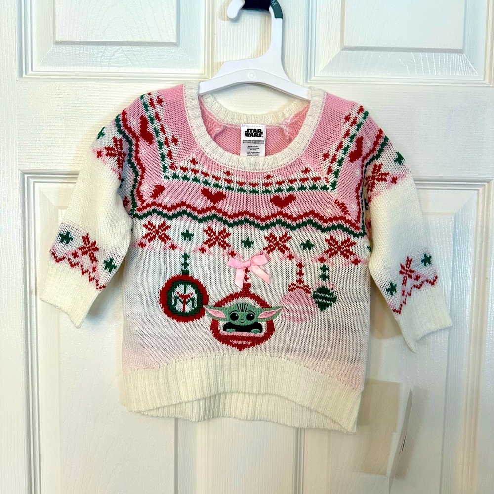 NEW Disney Star Wars the Mandalorian kids Yoda Christmas sweater shirt 18 MONTHS